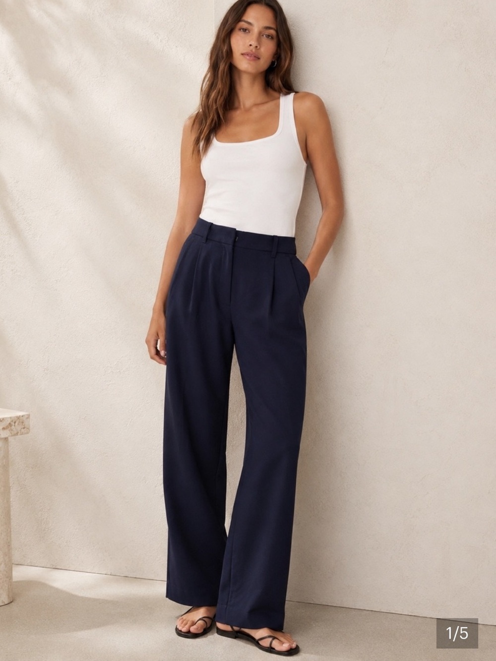 Abercrombie Navy Wide Leg Trousers